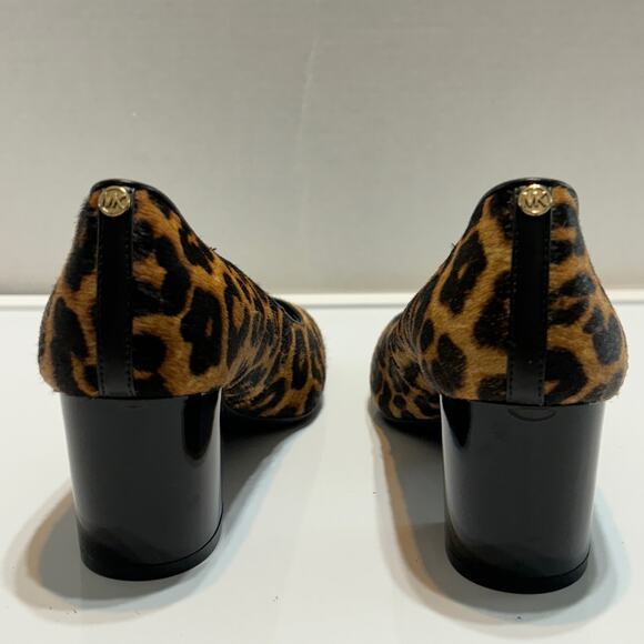 Michael Michael Kors Calf Hair Leopard Print Chunky Heel Pumps Heels Size 8 - Picture 2 of 11